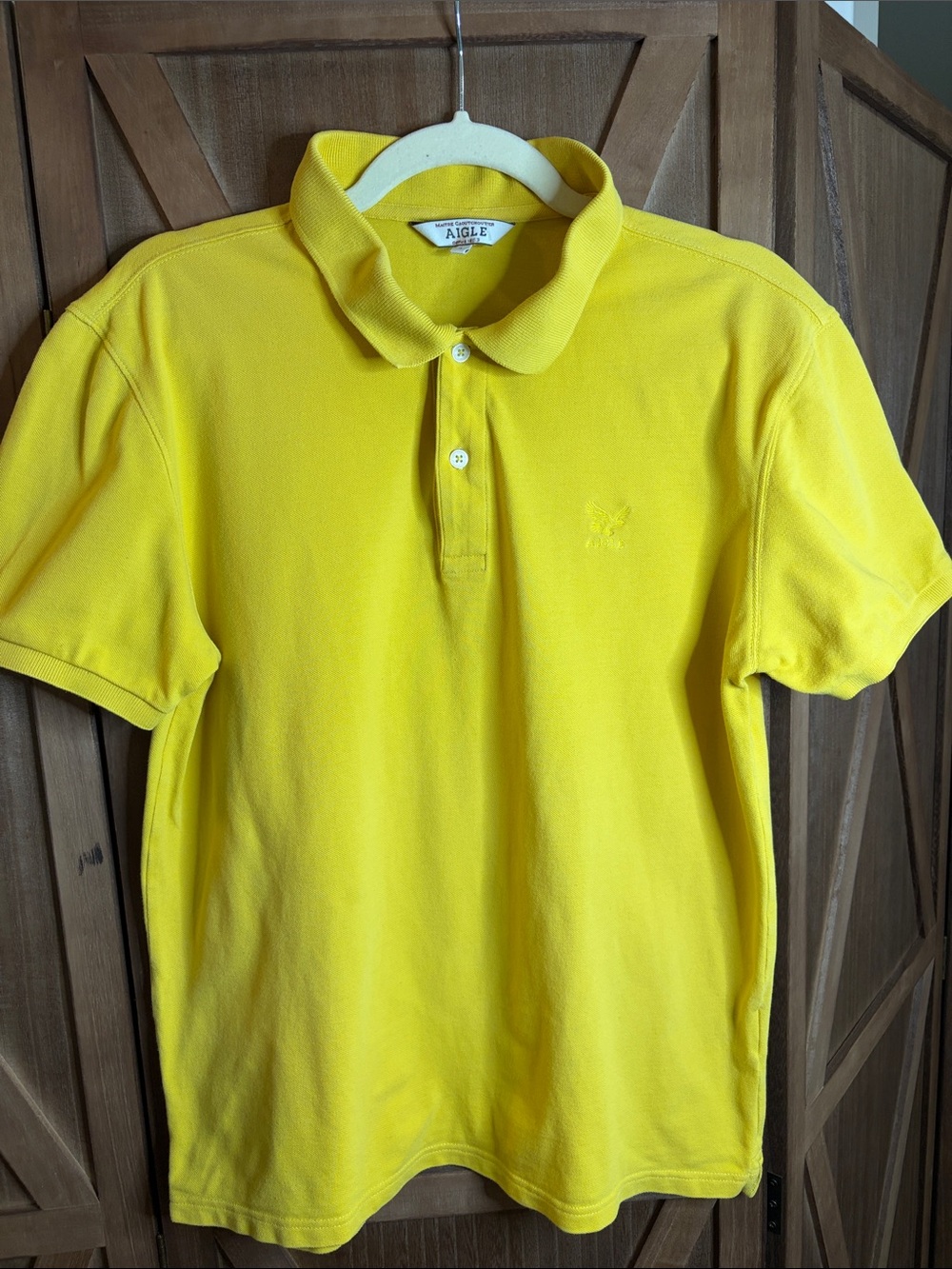 AIGLE Vintage Yellow Cotton Short Sleeve Polo Shirt SIZE LARGE